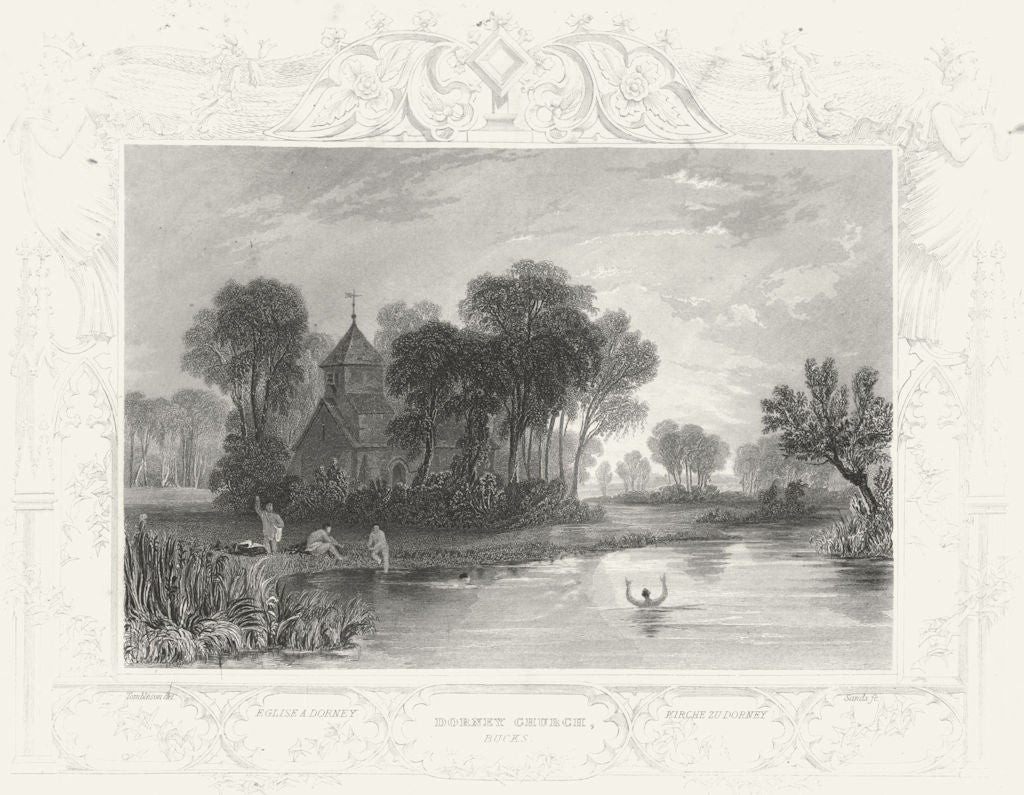 BUCKS. Dorney Church. Tombleson 1830 old antique vintage print picture